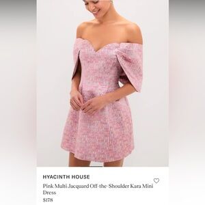 Hyacinth House Pink Multi Jacquard Off-the-Shoulder Mini Dress